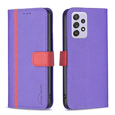 Leather Case Stands Flip Cover Holder B13F for Samsung Galaxy A52s 5G Purple