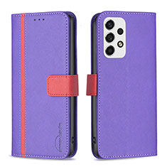 Leather Case Stands Flip Cover Holder B13F for Samsung Galaxy A53 5G Purple