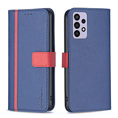 Leather Case Stands Flip Cover Holder B13F for Samsung Galaxy A72 4G Blue