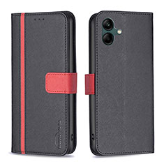 Leather Case Stands Flip Cover Holder B13F for Samsung Galaxy M04 Black