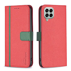 Leather Case Stands Flip Cover Holder B13F for Samsung Galaxy M33 5G Red