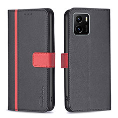 Leather Case Stands Flip Cover Holder B13F for Vivo Y01 Black