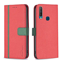 Leather Case Stands Flip Cover Holder B13F for Vivo Y11 Red