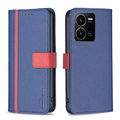 Leather Case Stands Flip Cover Holder B13F for Vivo Y35 4G Blue