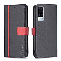 Leather Case Stands Flip Cover Holder B13F for Vivo Y53s 4G Black