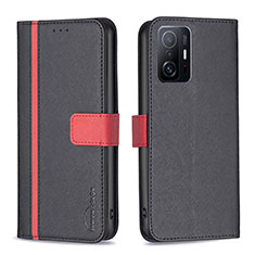 Leather Case Stands Flip Cover Holder B13F for Xiaomi Mi 11T Pro 5G Black