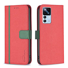 Leather Case Stands Flip Cover Holder B13F for Xiaomi Mi 12T 5G Red