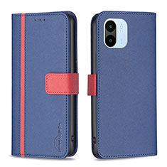 Leather Case Stands Flip Cover Holder B13F for Xiaomi Poco C50 Blue