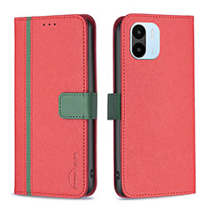 Leather Case Stands Flip Cover Holder B13F for Xiaomi Poco C50 Red