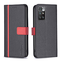 Leather Case Stands Flip Cover Holder B13F for Xiaomi Redmi 10 (2022) Black