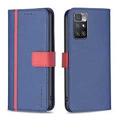 Leather Case Stands Flip Cover Holder B13F for Xiaomi Redmi 10 (2022) Blue