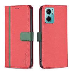 Leather Case Stands Flip Cover Holder B13F for Xiaomi Redmi 11 Prime 5G Red