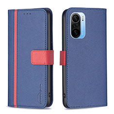 Leather Case Stands Flip Cover Holder B13F for Xiaomi Redmi K40 5G Blue