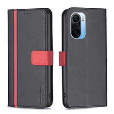 Leather Case Stands Flip Cover Holder B13F for Xiaomi Redmi K40 Pro 5G Black