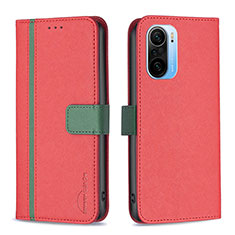 Leather Case Stands Flip Cover Holder B13F for Xiaomi Redmi K40 Pro+ Plus 5G Red