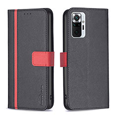 Leather Case Stands Flip Cover Holder B13F for Xiaomi Redmi Note 10 Pro 4G Black