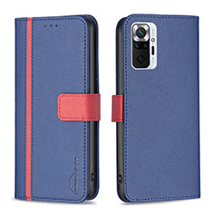 Leather Case Stands Flip Cover Holder B13F for Xiaomi Redmi Note 10 Pro 4G Blue