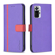 Leather Case Stands Flip Cover Holder B13F for Xiaomi Redmi Note 10 Pro Max Purple