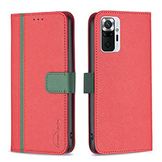 Leather Case Stands Flip Cover Holder B13F for Xiaomi Redmi Note 10 Pro Max Red