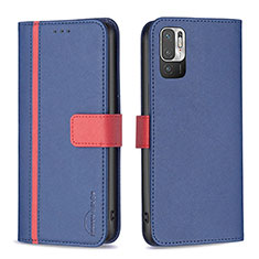 Leather Case Stands Flip Cover Holder B13F for Xiaomi Redmi Note 10T 5G Blue