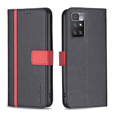 Leather Case Stands Flip Cover Holder B13F for Xiaomi Redmi Note 11 4G (2021) Black