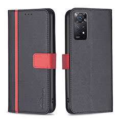 Leather Case Stands Flip Cover Holder B13F for Xiaomi Redmi Note 11 Pro 4G Black