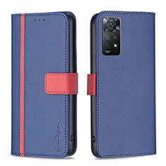 Leather Case Stands Flip Cover Holder B13F for Xiaomi Redmi Note 11 Pro 4G Blue