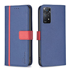 Leather Case Stands Flip Cover Holder B13F for Xiaomi Redmi Note 11 Pro 5G Blue