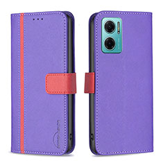 Leather Case Stands Flip Cover Holder B13F for Xiaomi Redmi Note 11E 5G Purple