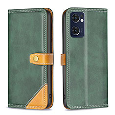 Leather Case Stands Flip Cover Holder B14F for Oppo Find X5 Lite 5G Green