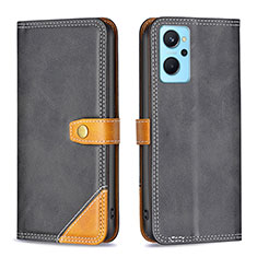 Leather Case Stands Flip Cover Holder B14F for Oppo K10 4G Black