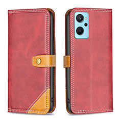 Leather Case Stands Flip Cover Holder B14F for Oppo K10 4G Red