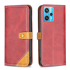 Leather Case Stands Flip Cover Holder B14F for Realme 9 4G Red