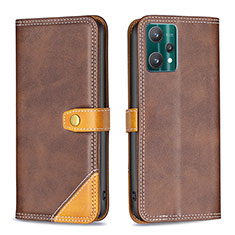 Leather Case Stands Flip Cover Holder B14F for Realme 9 Pro 5G Brown