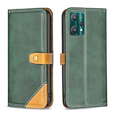 Leather Case Stands Flip Cover Holder B14F for Realme 9 Pro 5G Green