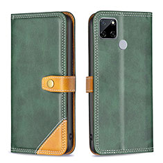 Leather Case Stands Flip Cover Holder B14F for Realme C25 Green