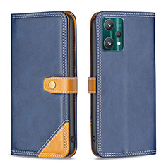 Leather Case Stands Flip Cover Holder B14F for Realme V25 5G Blue