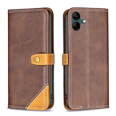 Leather Case Stands Flip Cover Holder B14F for Samsung Galaxy A05 Brown