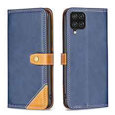 Leather Case Stands Flip Cover Holder B14F for Samsung Galaxy A12 5G Blue