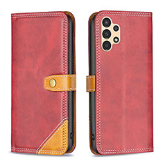 Leather Case Stands Flip Cover Holder B14F for Samsung Galaxy A13 4G Red