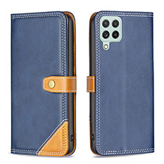 Leather Case Stands Flip Cover Holder B14F for Samsung Galaxy A22 4G Blue