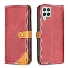 Leather Case Stands Flip Cover Holder B14F for Samsung Galaxy A22 4G Red