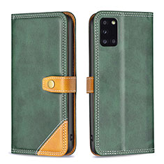 Leather Case Stands Flip Cover Holder B14F for Samsung Galaxy A31 Green