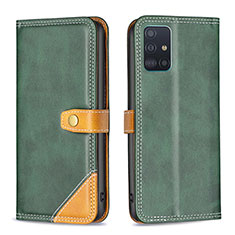 Leather Case Stands Flip Cover Holder B14F for Samsung Galaxy A51 5G Green