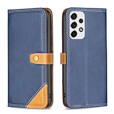 Leather Case Stands Flip Cover Holder B14F for Samsung Galaxy A53 5G Blue