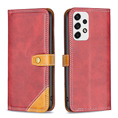 Leather Case Stands Flip Cover Holder B14F for Samsung Galaxy A53 5G Red