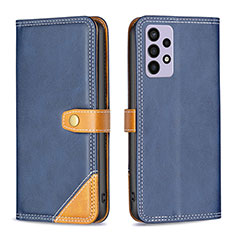 Leather Case Stands Flip Cover Holder B14F for Samsung Galaxy A72 4G Blue