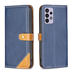 Leather Case Stands Flip Cover Holder B14F for Samsung Galaxy A72 5G Blue