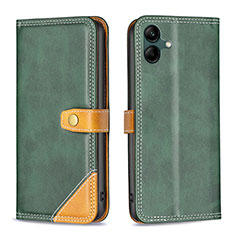 Leather Case Stands Flip Cover Holder B14F for Samsung Galaxy M04 Green