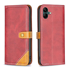 Leather Case Stands Flip Cover Holder B14F for Samsung Galaxy M04 Red